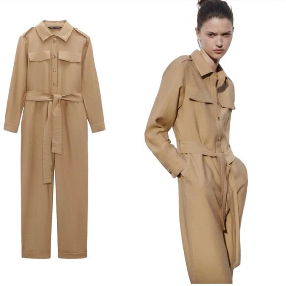 Zara inimalist tilitarian amel olour umpsuit - Picture 1 of 16